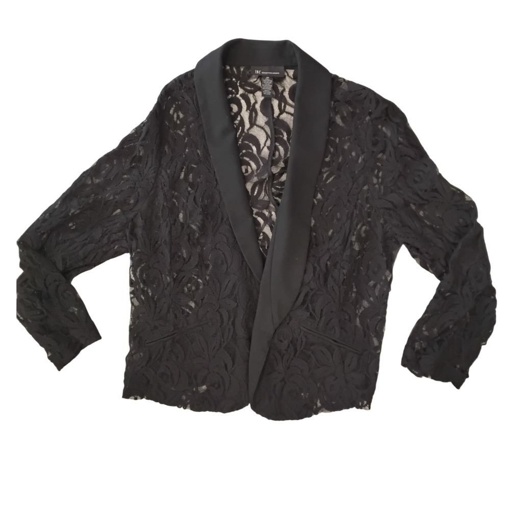 INC International Concepts‎ Black Floral Lace Blazer Jacket Womens 2X